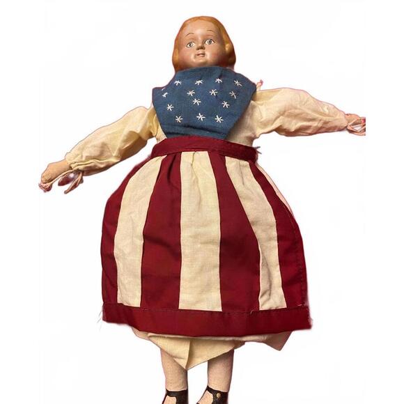 Vintage Betsy Ross Cloth Doll with Patriotic Dress - Picture 2 of 10